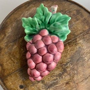 Vintage MCM Ceramic Walker 871 Grape Cluster Wall Pocket~Purple Green 1950s
